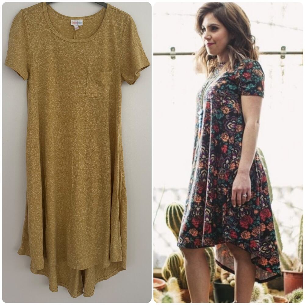 Lularoe Carly Dress in Heathered Yellow
